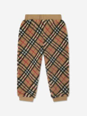 Burberry Kids Archive Check Fleece Joggers in Beige
