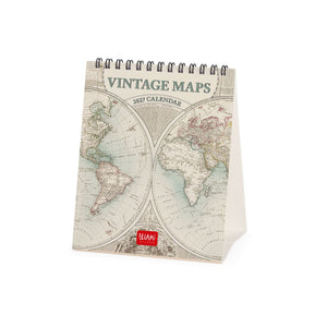 Legami - Vintage Maps 2027 Schreibtischkalender - 12 x 14,5 cm