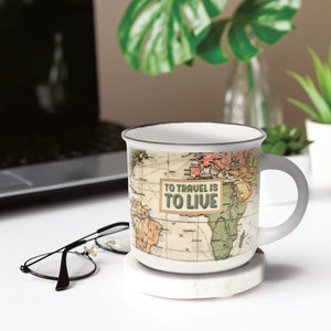 Legami - New Bone China Porcelain Kupa ile Seyahat-Themed Illustration. 350 ml capacity. ideal Gift Idea f