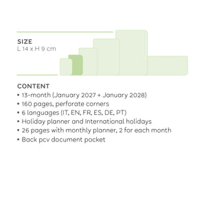 Legami - 13-Month Küçük Horizontal Weekly Günlük 2027 - Shades Green