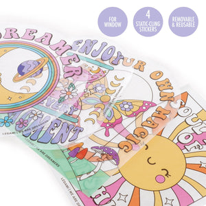 Legami - 4'lü Seti Static-Cling Suncatcher Stickers Windows - Rainbow Maker