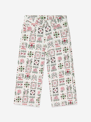 KENZO Girls Seasonal Print Trousers in Ivory