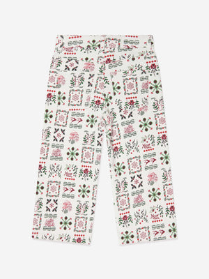 KENZO Girls Seasonal Print Trousers in Ivory