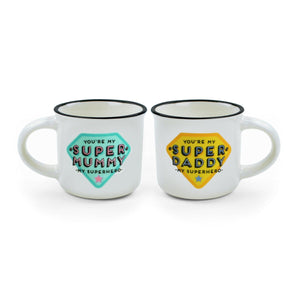 Legami - 2er-Set Kaffeetassen - Super Mummy und Super Daddy - Espresso Two