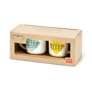 Legami - 2er-Set Kaffeetassen - Super Mummy und Super Daddy - Espresso Two