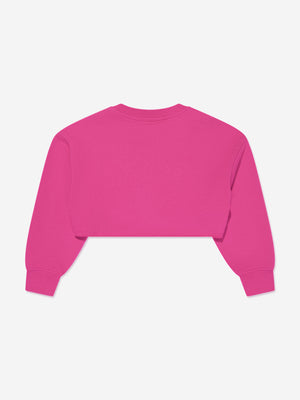 MSGM Girls Cropped Logo Sweatshirt in Pink