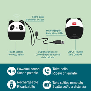 Legami - Panda Mini Kabelloser Freisprechlautsprecher - Lautstärke erhöhen
