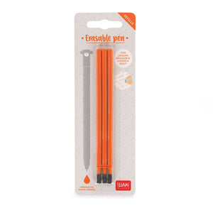 Legami - 3er Set Nachfüllbare Radierbare Stifte - Orange Tinte - Radierbare Stift