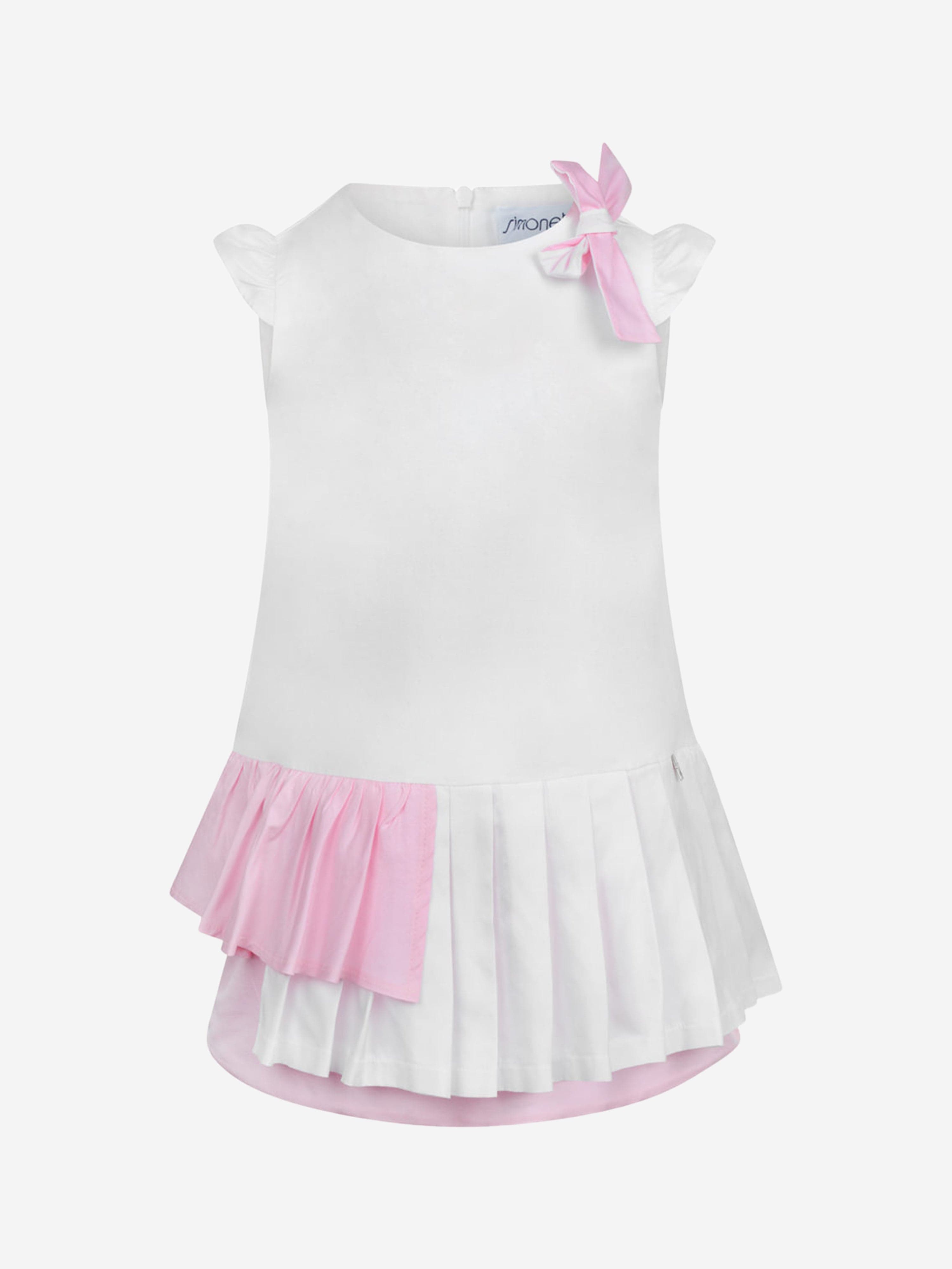 Simonetta Girls Pleated Dress in White