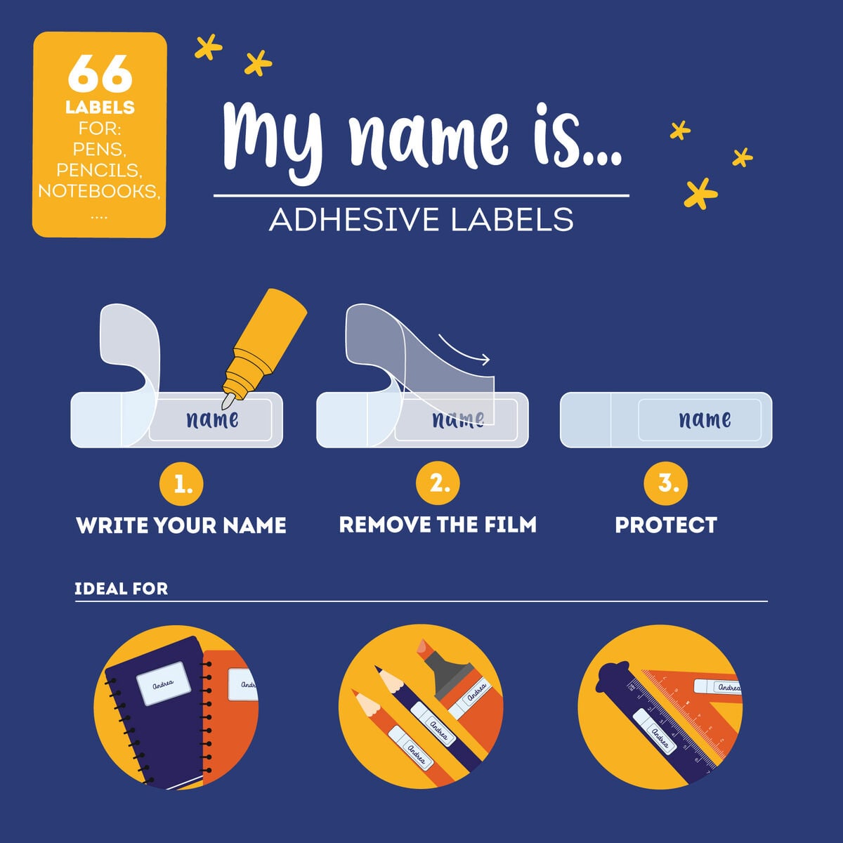 Legami - Protective Film mit selbstklebenden Labels - My Name Is... - Weltraum
