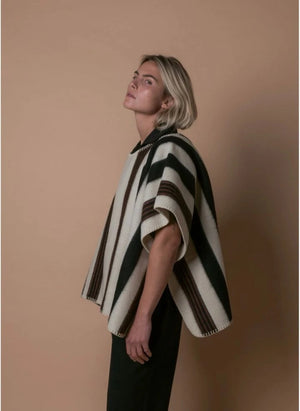 La Méricaine - Blackfeet Recycelte Wolle Lange Poncho | Ecru