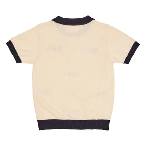 Copenhagen Colors - Fein gestricktes besticktes Poloshirt | Ecru