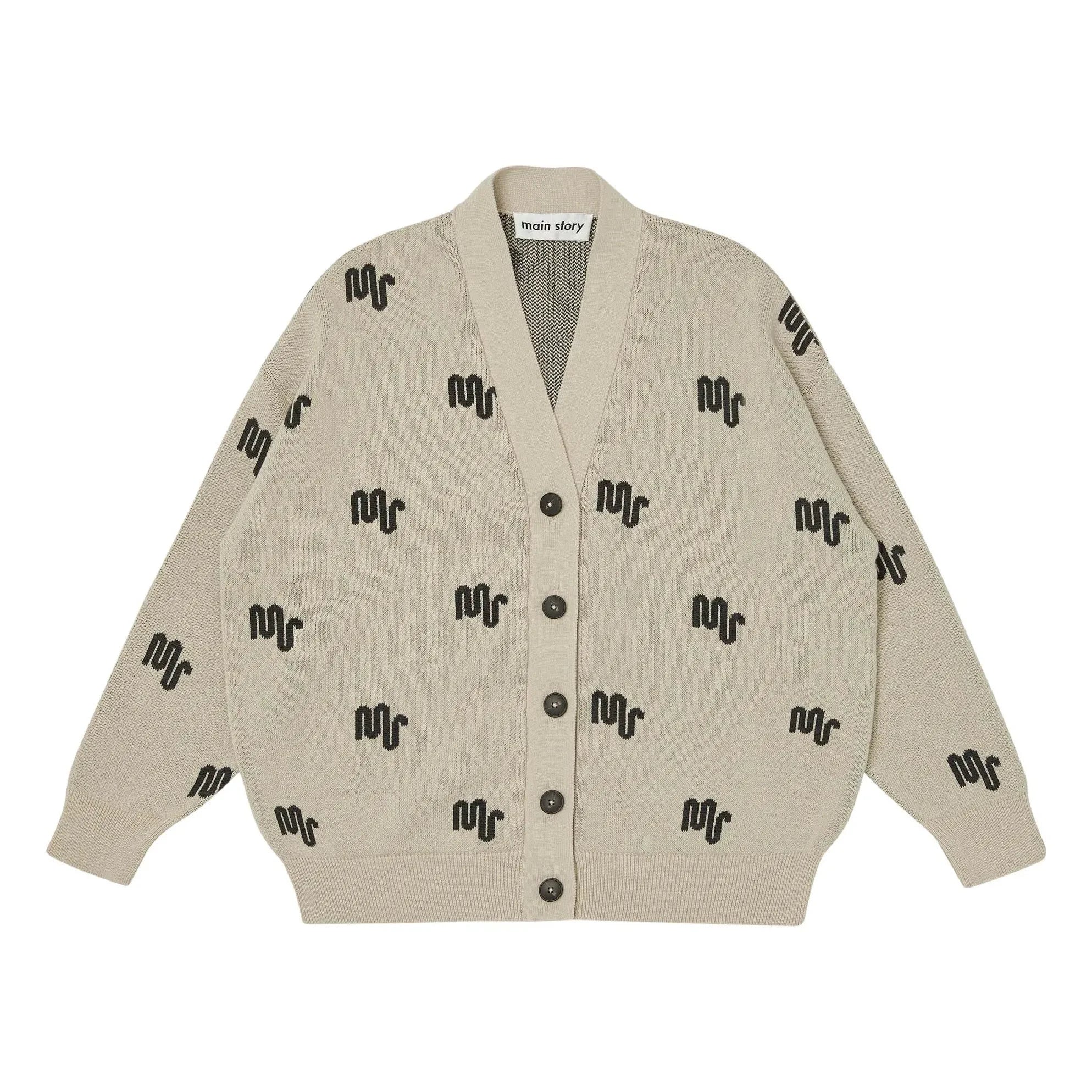 Main Story - Monogramm-Strickjacke aus Bio-Baumwolle | Cremeweiß