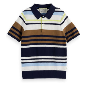 Scotch & Soda – Gestreiftes Polohemd aus Netzstoff | Braun