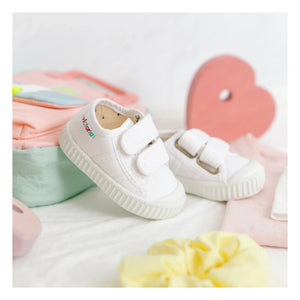 Victoria - Tiras Lona Klettverschluss Sneaker | Weiß