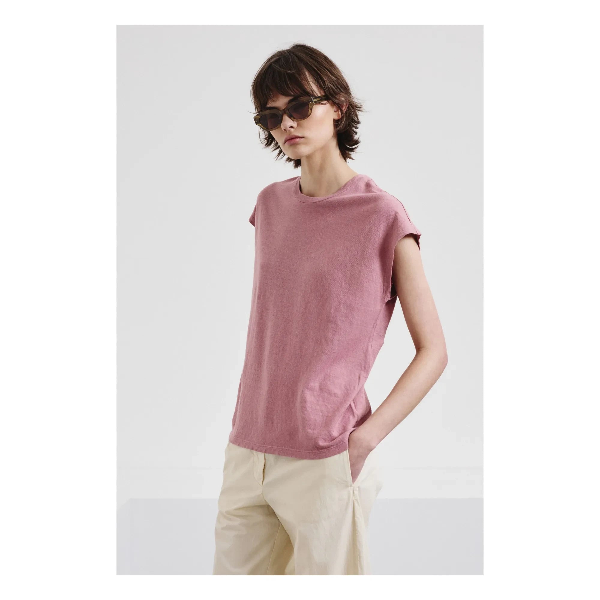 Pomandère - T-Shirt aus Baumwoll- und Leinenjersey | Mauve