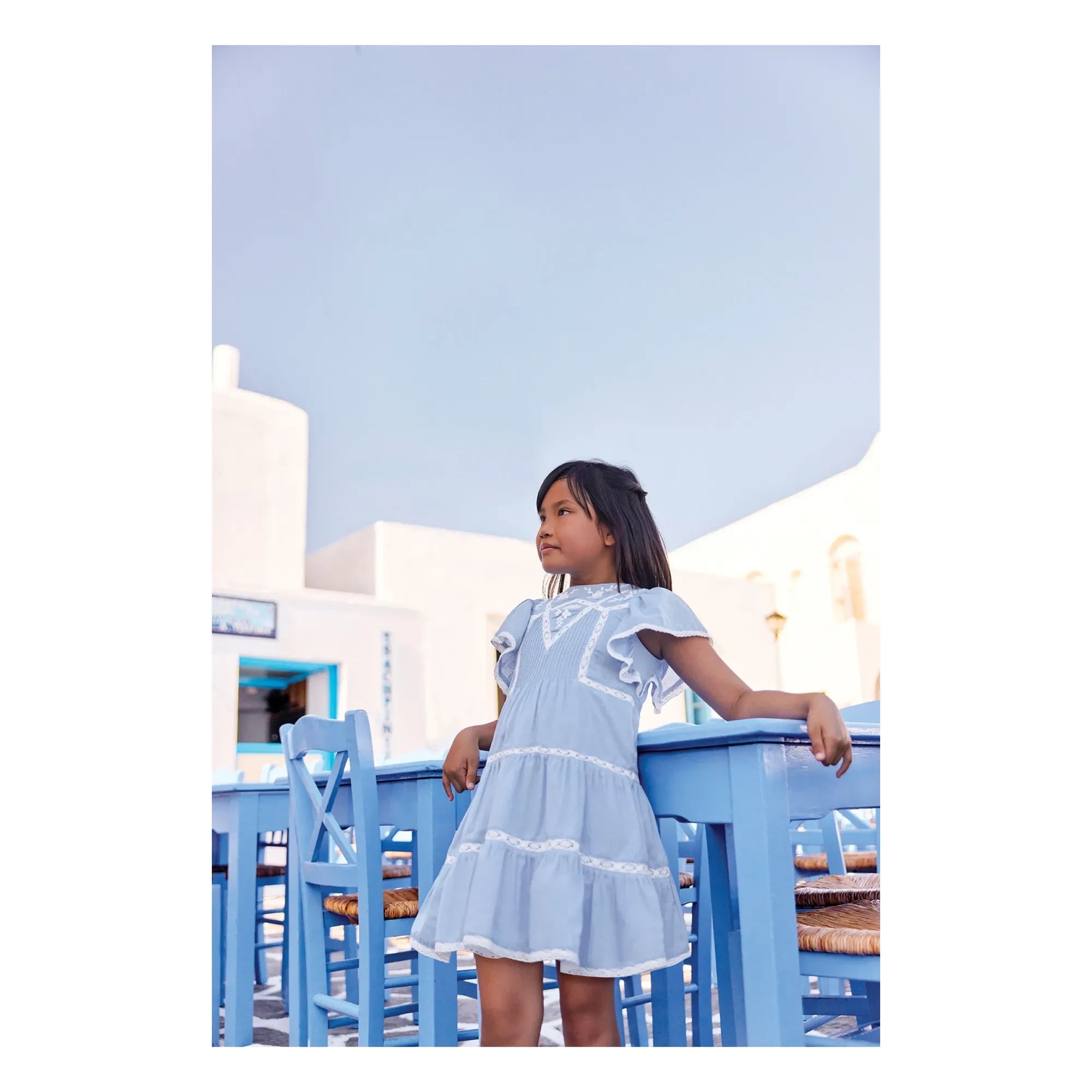 Tartine et Chocolat - Spitzenkleid mit Rüschen | Azure Blue