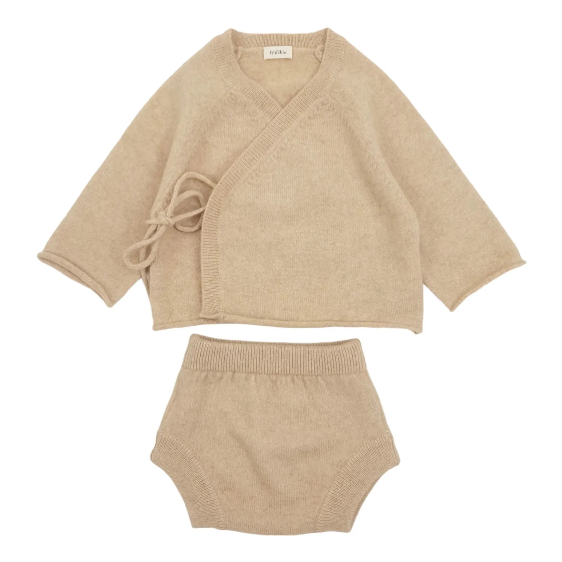 My Little Freckle - Bio-Kaschmir-Bloomer + Wickeljäckchen-Set | Beige