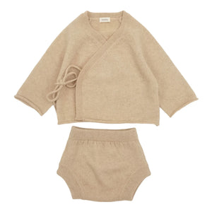 My Little Freckle - Bio-Kaschmir-Bloomer + Wickeljäckchen-Set | Beige