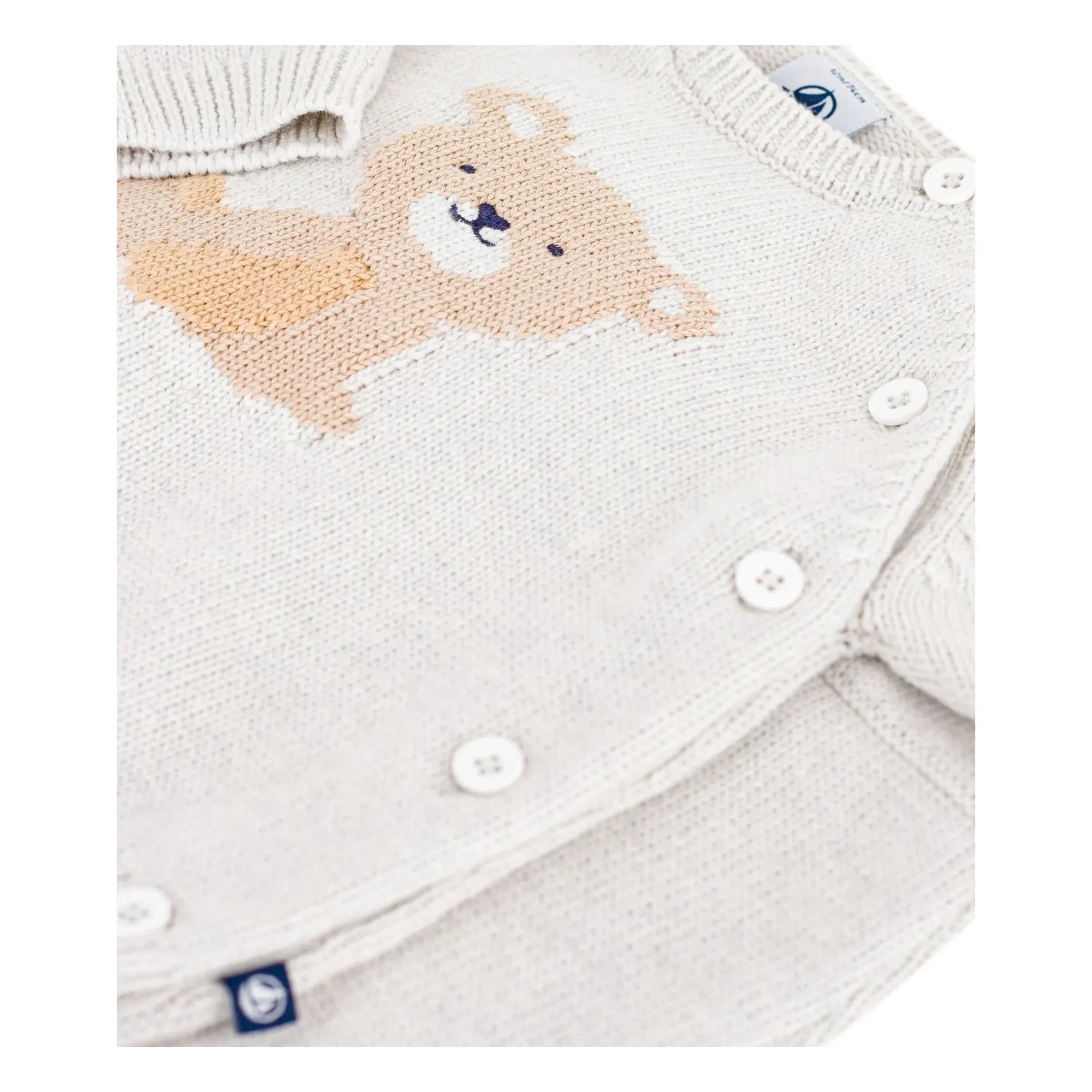 Petit Bateau - Teddybär Jacquard Pullover und Hose aus Bio-Baumwolle | Heather beige