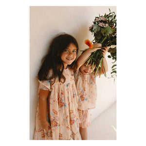 Lilinoa - Maeva Blumenmuster Baumwoll-Voile Kleid | Pfirsich