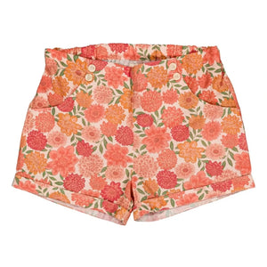 Loir - Camille Shorts Bio-Baumwolle Blumen | Koralle