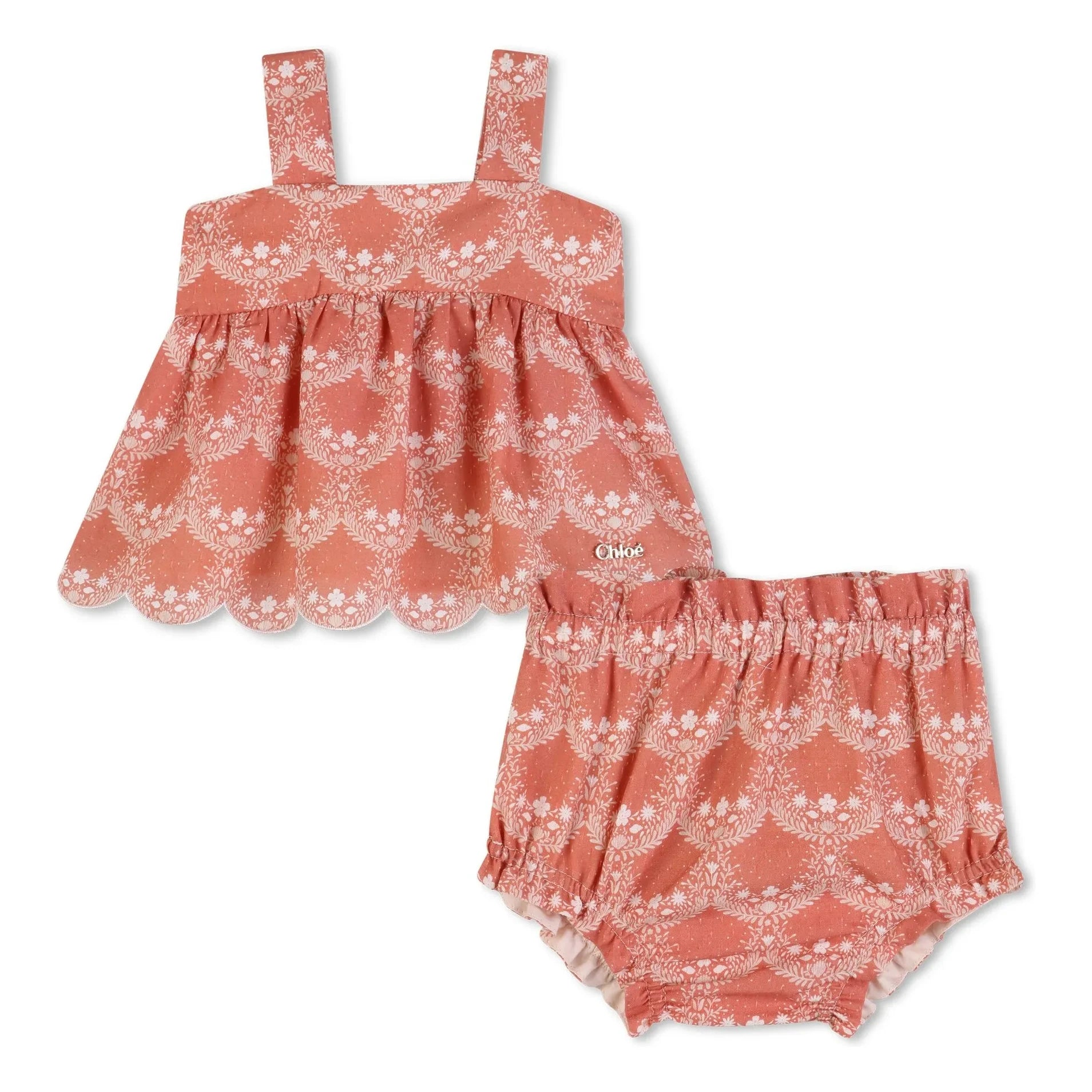 Chloé - Bio-Baumwoll-Oberteil und Bloomer-Set | Pfirsich