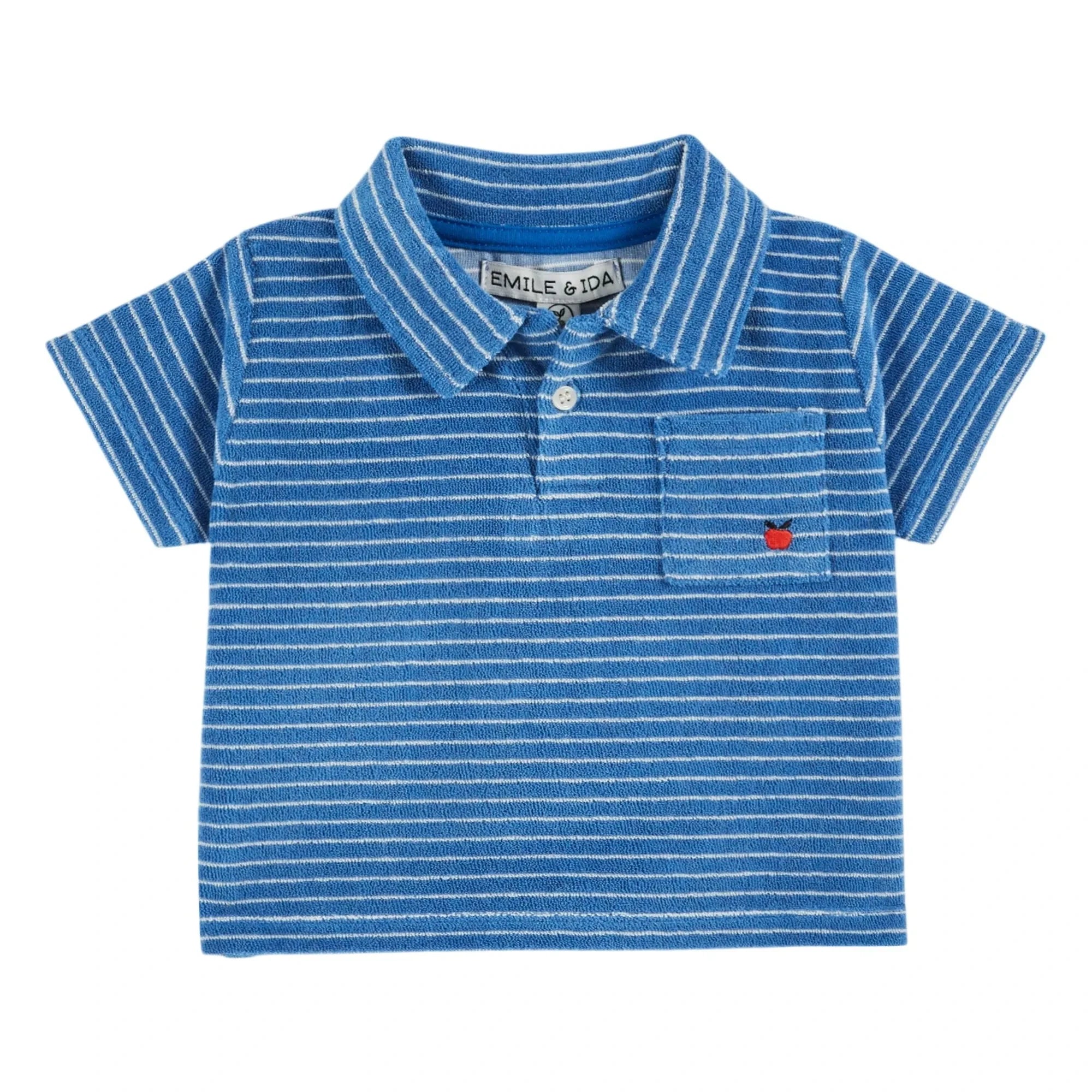 Emile et Ida - Gestreiftes Bio-Baumwoll-Polohemd | Blau