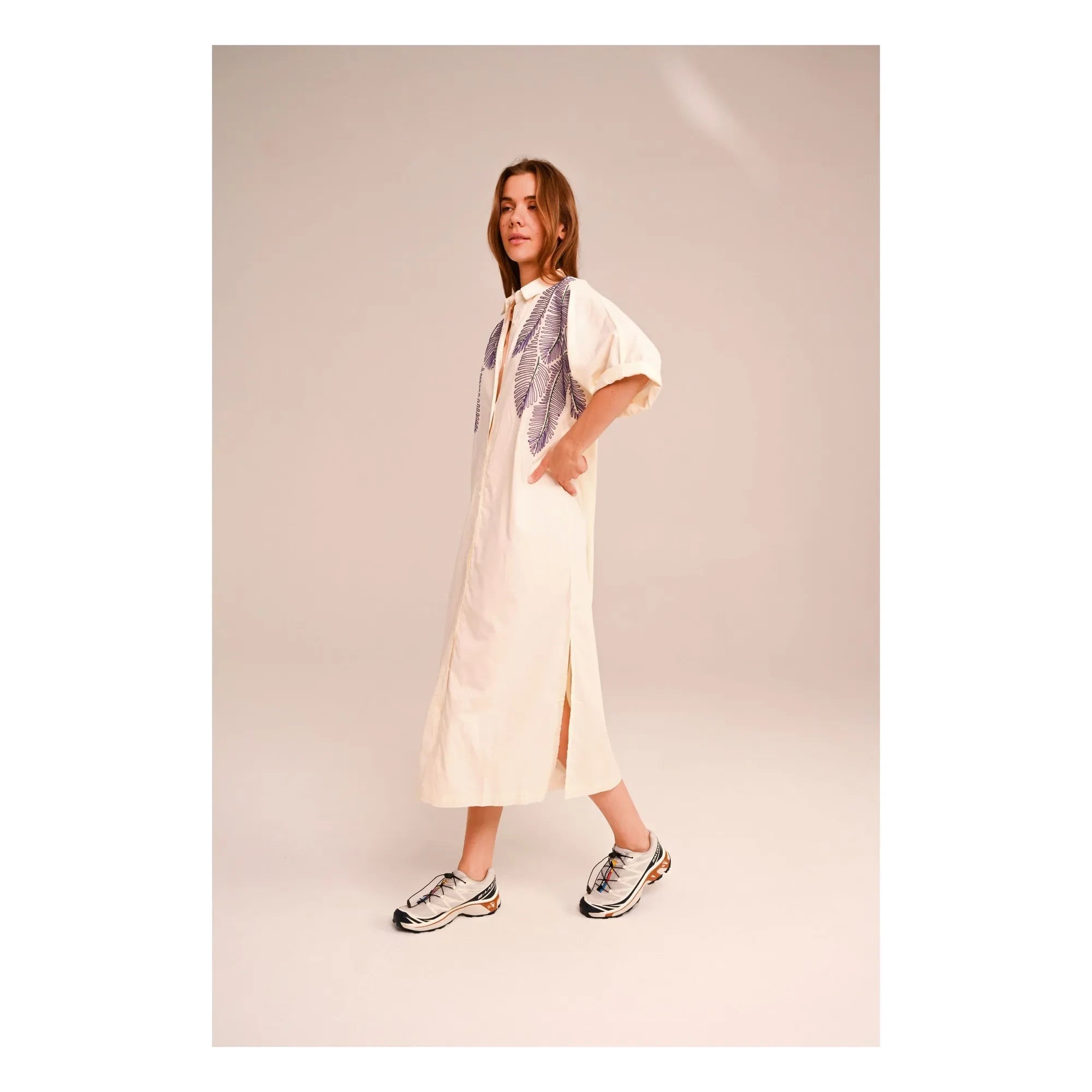 Sacrécoeur - Lou Taro besticktes Baumwoll-Voile-Kleid | Weiß