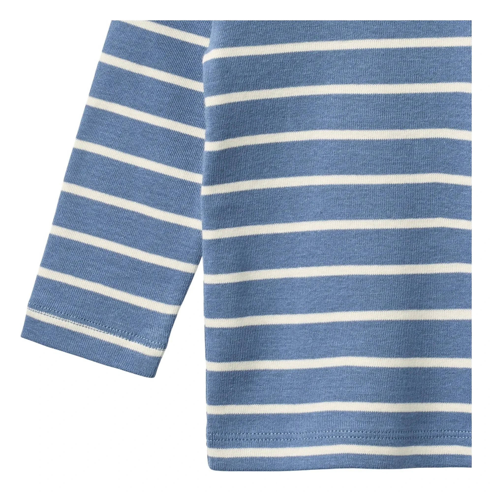 Wheat - Stig Gestreiftes Bio-Baumwoll-Baby-T-Shirt | Blau