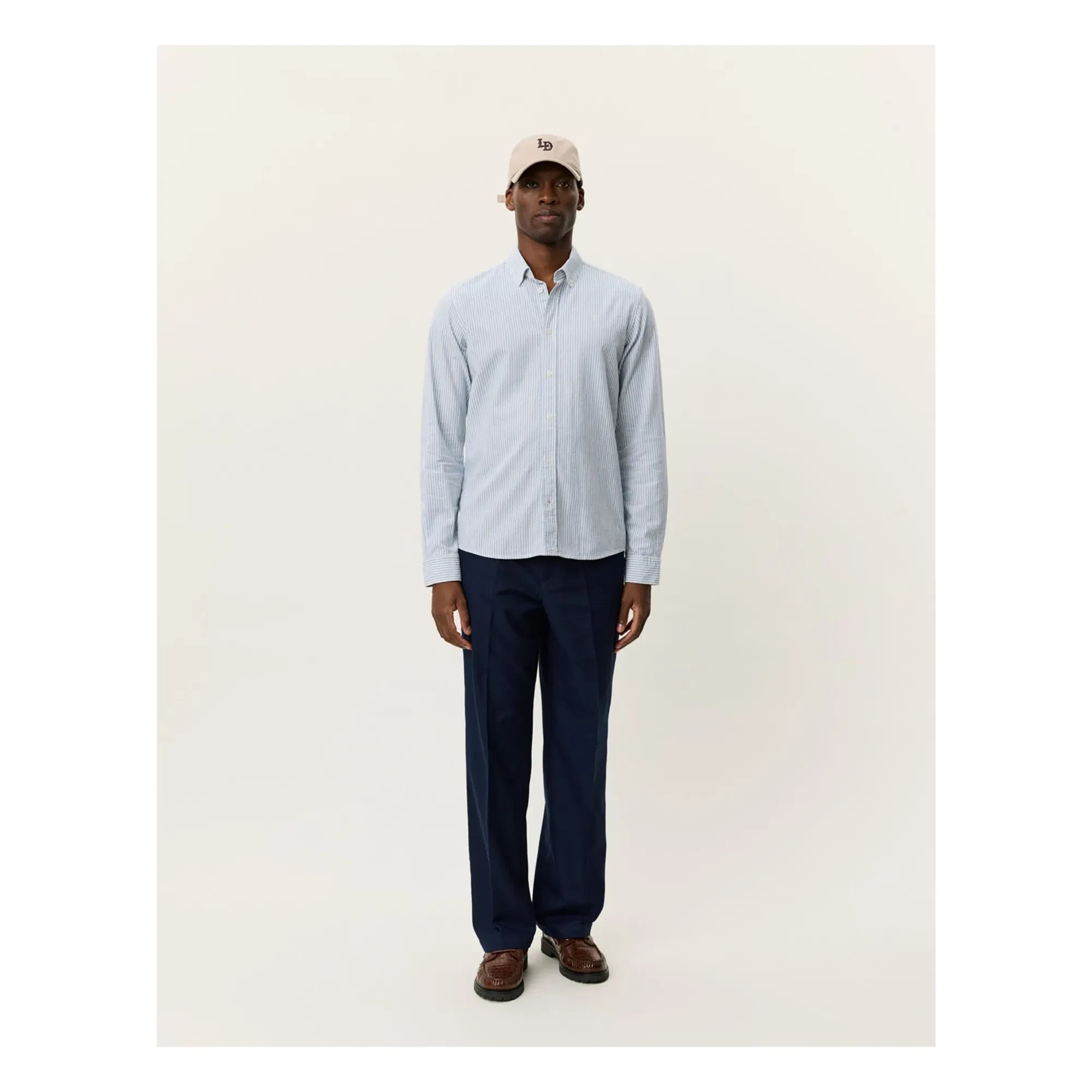 Les Deux - Gestreiftes Hemd Konrad Linen | Azurblau
