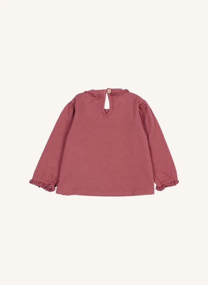 Búho - Spitzen-Bébé T-Shirt aus Bio-Baumwolle | Mauve