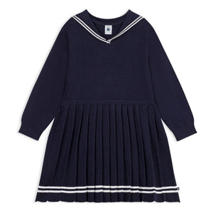 Petit Bateau - Denizci yaka organik pamuk elbise | Lacivert