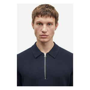 Samsoe Samsoe - Guna Langarm Halbzip Polo Shirt | Marineblau