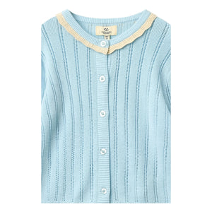 Copenhagen Colors - Strickjacke aus Pointelle-Biobaumwolle | Hellblau