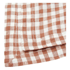 Gabrielle Paris – Gingham Tischdecke aus gewaschenem Leinen | Ziegelrot