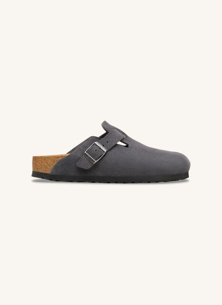 BIRKENSTOCK - Boston Wildleder-Pantoletten | Dunkelgrau