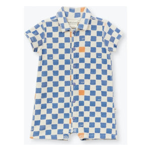Arsène et Les Pipelettes - Damier Eponge Bio-Baumwoll-Overall | Blau