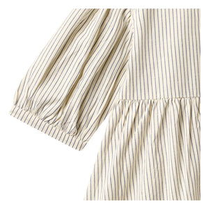 Wheat - Magda Gestreiftes Kleid aus Bio-Baumwolle | Ecru