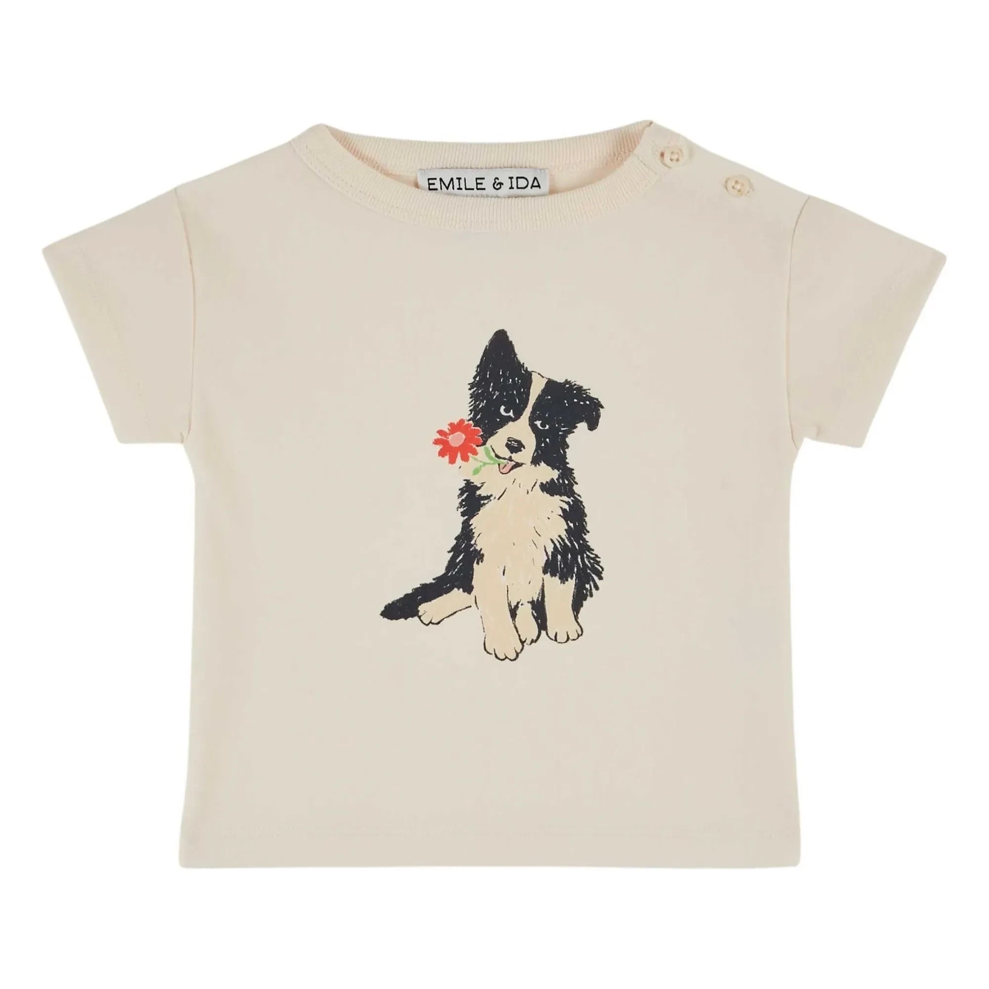 Emile et Ida – T-Shirt Bio-Baumwolle Hund | Creme