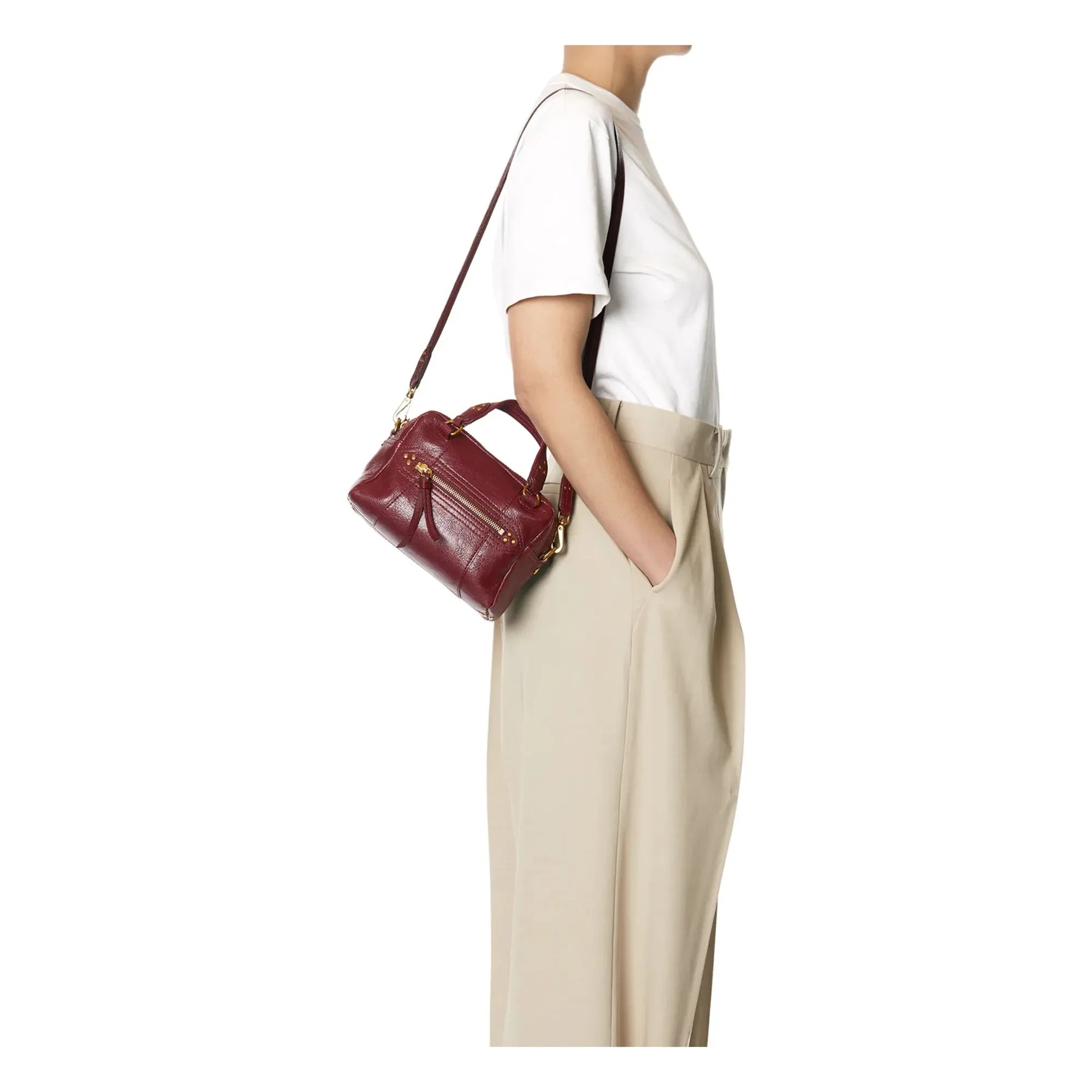Jérôme Dreyfuss - Lucky Bowling Mini Ziegenleder Tasche | Bordeaux