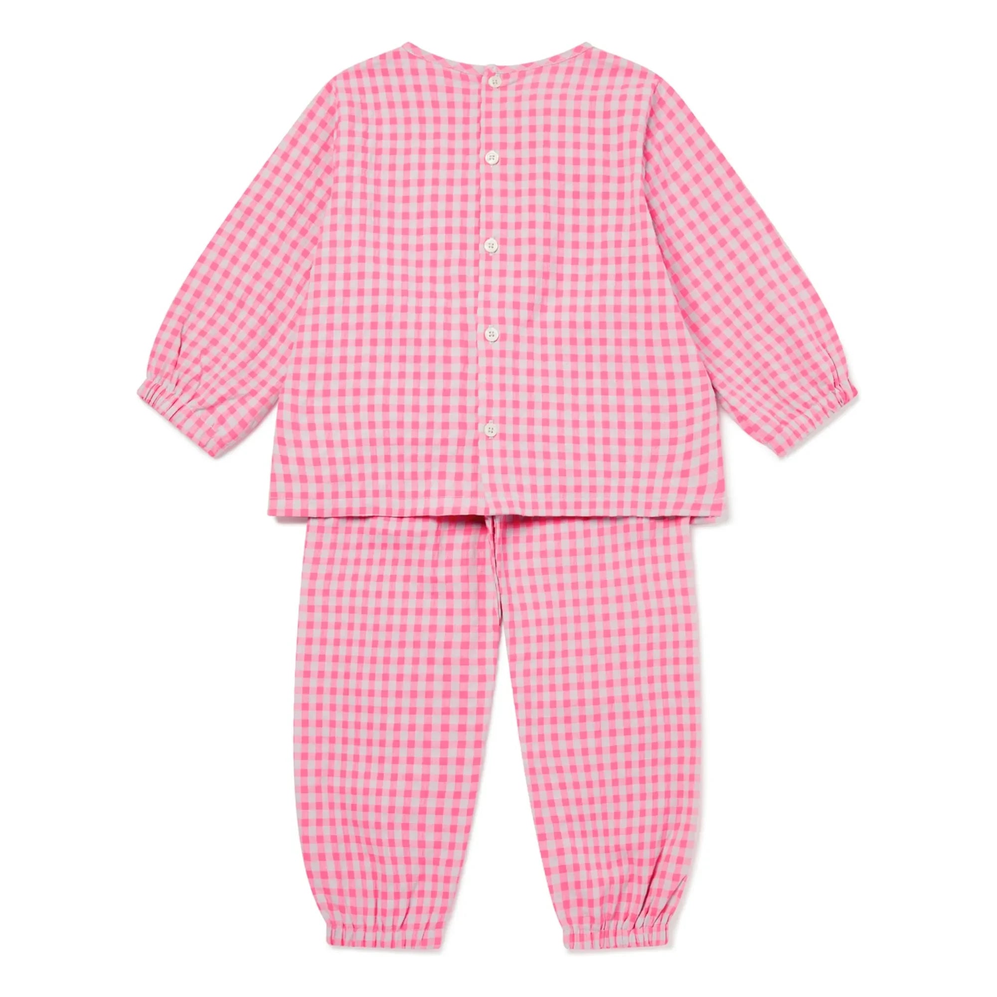 Sleepy Doe - Gingham Seersucker Bio-Baumwollpyjama | Rosa