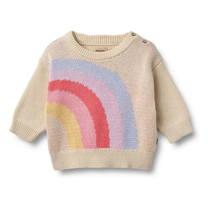 Wheat - Solveig Rainbow Strickpullover aus Bio-Baumwolle mit Jacquardmuster | Naturweiß