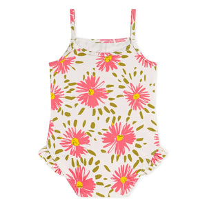Petit Bateau - Baby Badeanzug mit Blumenmuster | Weiß