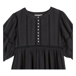 Emile et Ida - Baumwollgaze-Kleid mit Spitze | Schwarz