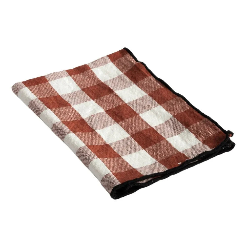Maison de Vacances - Bourdon Schwarze Gingham-Serviette mit Netz | Vichy Argile