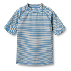 Wheat - Jackie UV-beständiges Schwimm-T-Shirt mit Streifen aus recycelten Fasern | Hellblau