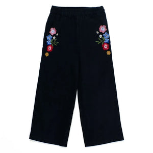 Maison Mangostan - Samthose mit Blumenmuster | Schwarz