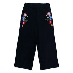 Maison Mangostan - Samthose mit Blumenmuster | Schwarz