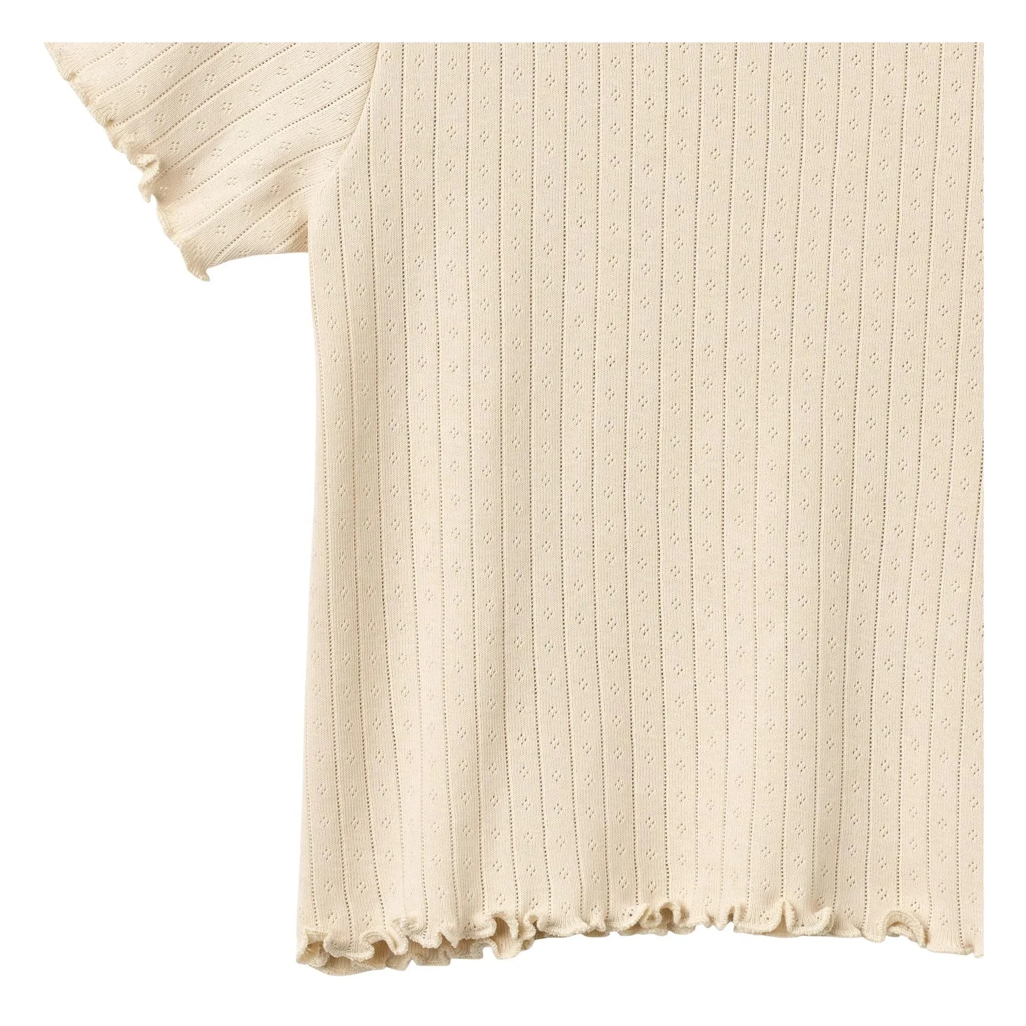 Weizen - Irene Ribanalı T-Shirt Bio-Baumwolle | Ecru